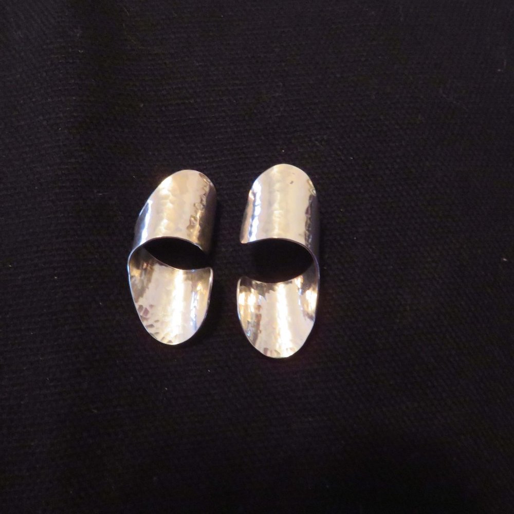 Silver Geometric Swirl Earrings, EUC - Picture 2 of 6